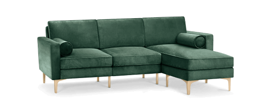 Jade Velvet Sofa with Chaise