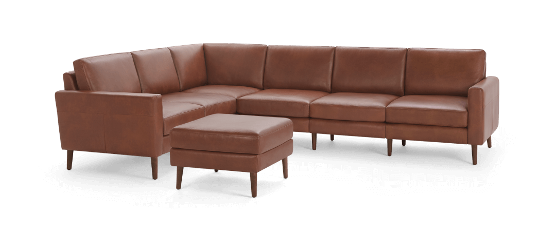 Block Nomad Leather 6-Seat Corner Sectional with Ottoman
