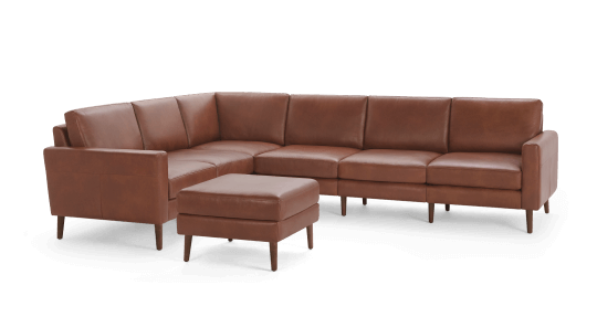 Block Nomad Leather 6-Seat Corner Sectional with Ottoman